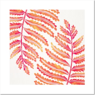 fern leaf pink Posters and Art